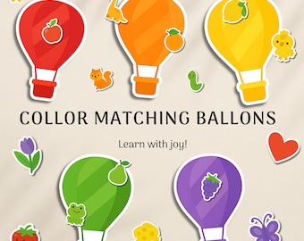 Color Matching Activity for Kids, Toddler Color Printables, Montessori Materials, Homeschool Preschool Curriculum
