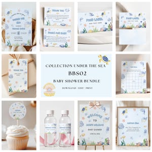 Editable Under The Sea Baby Shower Bundle | Nautical Ocean Games | Printable Templates | Ocean Animals Games | Instant Download - BBS02