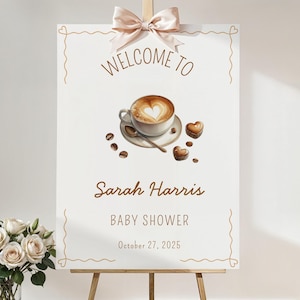 Baby Is Brewing Signage | Coffee Baby Shower Welcome Sign | Editable Template for A Baby is Brewing | Coffee Theme Decor - BBS06