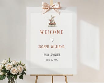 Mushroom baby shower welcome sign,  Editable Boho Decor Template, Forest Theme, Instant Download, Gender Neutral Decor, Woodland - BBS03