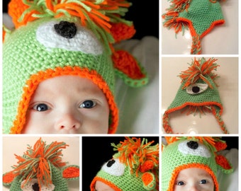 Crochet Pattern Monster Alien Mohawk Hat PDF