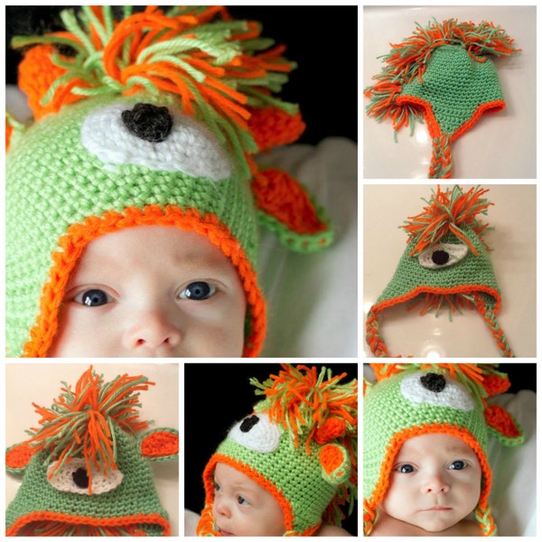 Crochet Pattern Monster Alien Mohawk Hat PDF