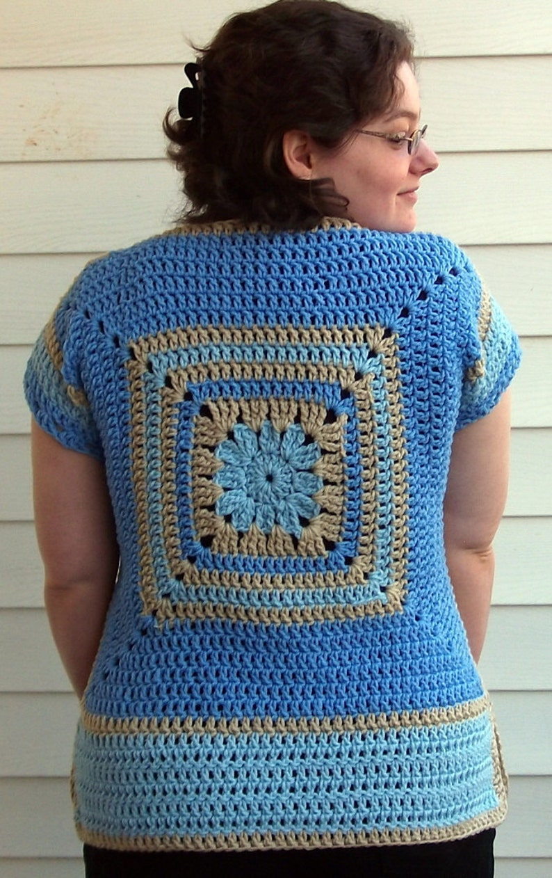Crochet pattern short sleeve sweater granny square and ...