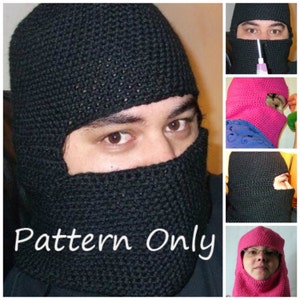 Crochet Balaclava, Riding hood, Ski Mask, Ninja Mask Pattern PDF image 1
