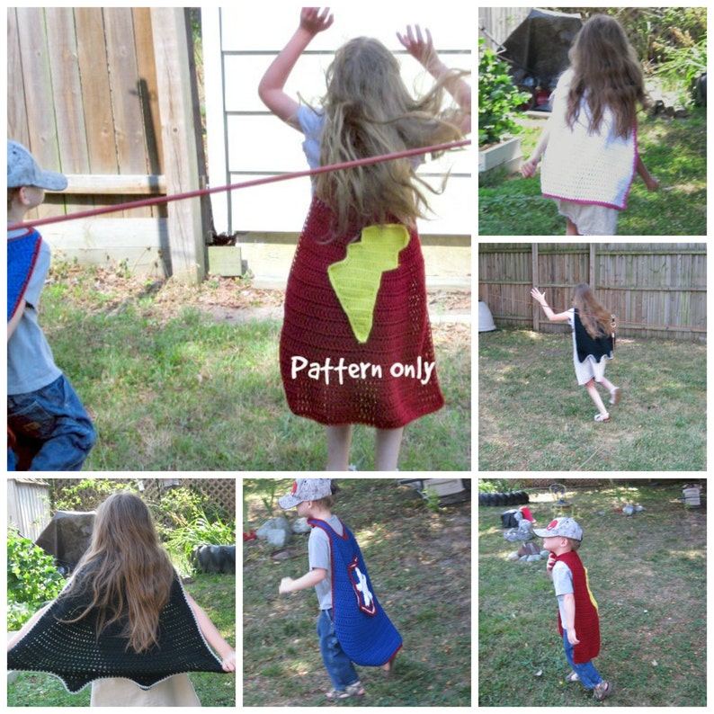 PDF Crochet Pattern Super Hero Cape, Dress up Cape image 1