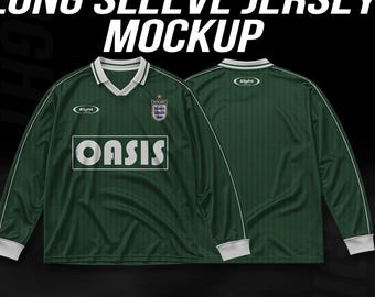 Vintage Long Sleeve Jersey Mockup – Soccer Football Sportswear PSD Template