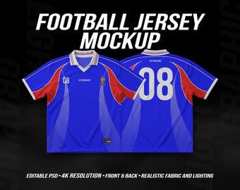 Sports Team Jersey Mockup PSD - Football Jersey Tamplate, Soccer Editable Shirt Front & Back 4K