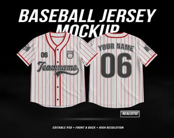 Baseball Jersey Mockup PSD Front and Back View, Sports Team Jersey Tamplate