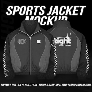 Sports Jacket Mockup PSD – Front & Back Track Jacket Template (Digital Download)