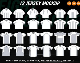 12 Football Jersey Templates, Editable Sports Uniform Design (SVG AI PNG), Soccer Jersey Mockup