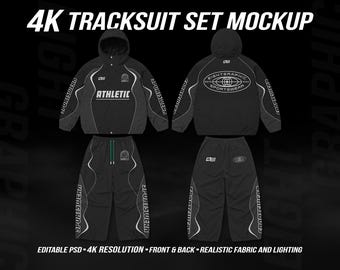 4K Tracksuit Mockup Set PSD, Sportswear Jacket Pants Set (Digital Download)