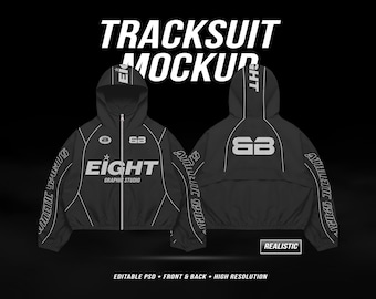 Tracksuit Mockup PSD, Hoodie Mockup Front & Back, Sportswear Clothing Mockups, Editable Smart Object Template