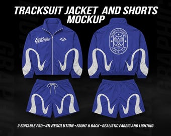 Tracksuit Jacket and Shorts Mockup – Sportswear Streetwear Template (4K PSD)