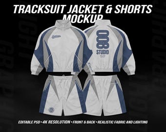 Tracksuit Jacket and Shorts Mockup – Sportswear Streetwear Template (4K PSD)