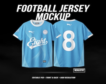 Football Jersey Mockup PSD – Front Back View Apparel Template (Digital Download)