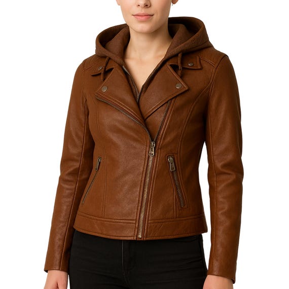 Echte Lammleder Lederjacke Damen Damen Braun Leder