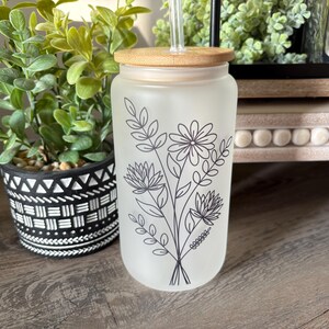 Personalized Birth Flower Coffee Cup | Personalized Birth Flower Glass Tumbler | Bridesmaid Proposal | Mothers Day Gift | Drinkware