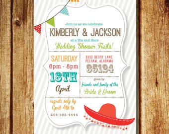 Fiesta Wedding Shower Invitation; Couples Wedding Shower Invitation; Custom Digital File