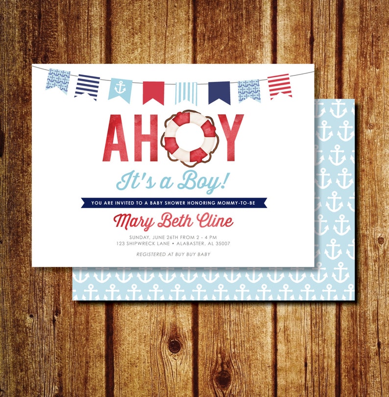 AHOY Nautical Baby Shower Invitation
