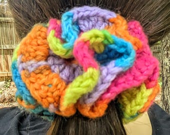 Colorful Crochet Hair Scrunchie: Whimsical Handmade Accessory