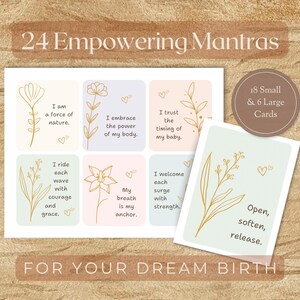 Expressions favorables au travail ; Cartes d'affirmation de la naissance et de l'accouchement pour une naissance positive, une naissance naturelle, une naissance stimulante ; Mantras de pleine conscience