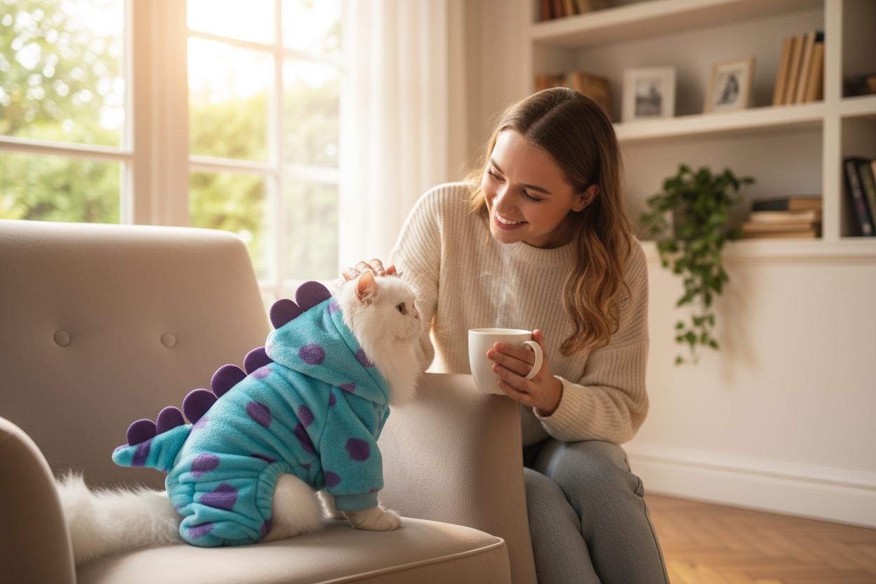 Blue Dinosaur Pet Hoodie - Warm Winter Coat