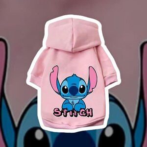 Sweat à capuche Disney Stitch pour animaux de compagnie, vêtements de dessins animés, manteau chihuahua, vêtements de bouledogue, vêtements de chien pour l'automne et l'hiver
