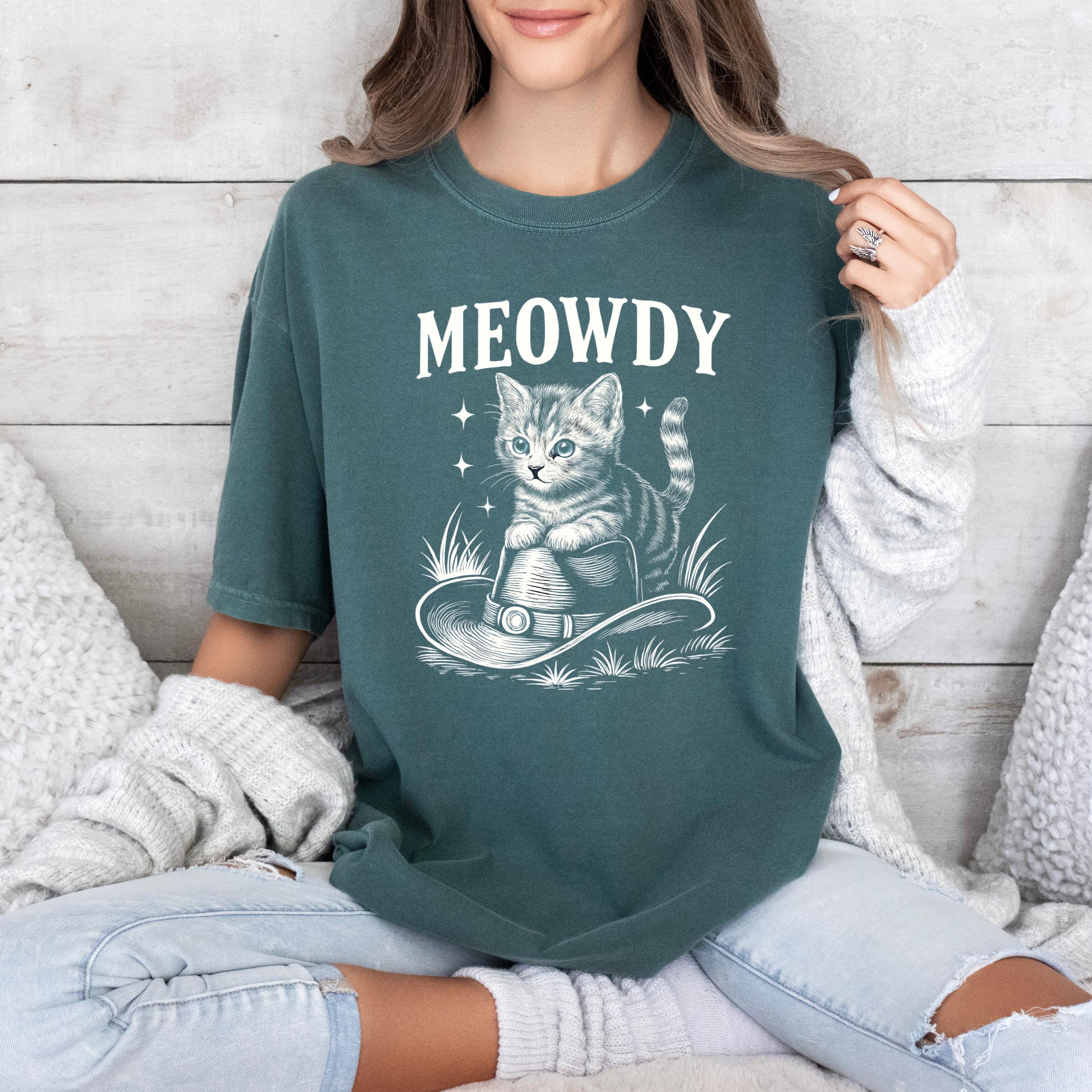 Meowdy Partner Cowboy Cat Shirt Cute Cat Lover Gift Comfortcolors Top Selling T Shirts Womensclothing Cat Meme Shirt Vintage Western Country