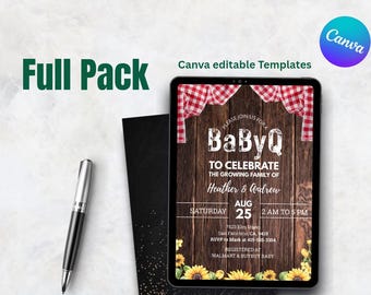 Baby-Q Baby Shower Bundle | BBQ Theme Baby Shower Printables | Baby Que Party Decorations | Instant Download