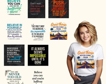 Lot PNG de citations motivantes - citations sur des personnalités célèbres pour l'art mural, téléchargement immédiat, impressions inspirantes