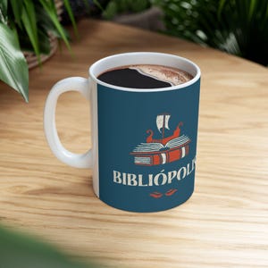 Book Lover Ceramic Mug, Bibliophile Tea Cup, Libros y Lectura Coffee Mug, Reading Gift, 11oz, 15oz