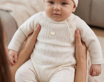 Luxury Knitted Baby Hat Set – 100% Cotton Soft Beanie for Newborn  Infant Elegant Romper