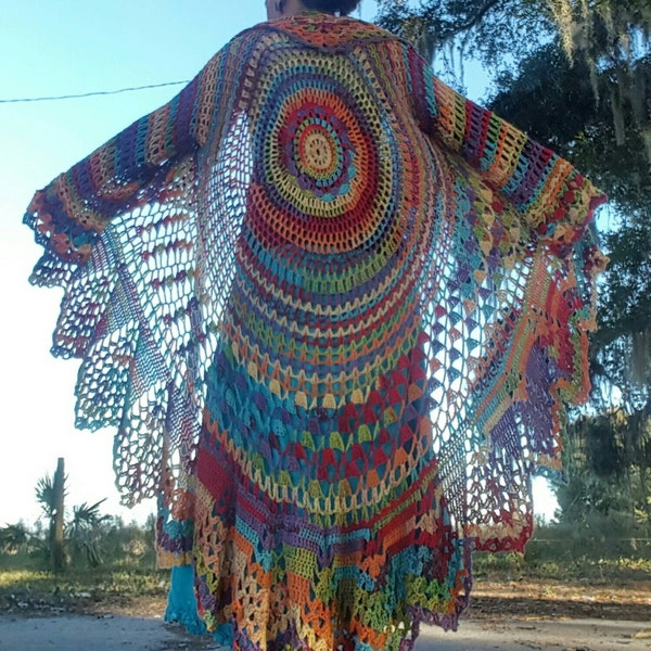 Bohemian Long Sweater ~ Hand Crocheted ~ ONLY ONE AVAILABLE!