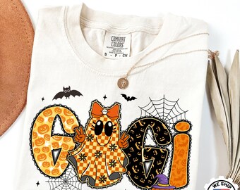 Koszulka Comfort Colors®, koszulka GiGi z dynią, koszulka na Halloween dla mamy, koszulka GiGi z upiornym motywem, koszulka GiGi na Halloween, prezent dla babci, koszulka Gigi na Halloween