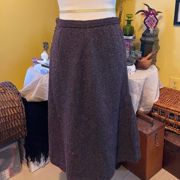 Wool Wiggle Vintage 1960s Tweed Pencil Skirt