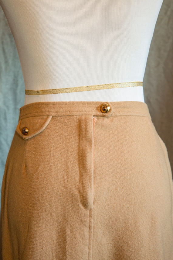 The Librarian Vintage 70s Wool Tan Pencil Skirt - image 10