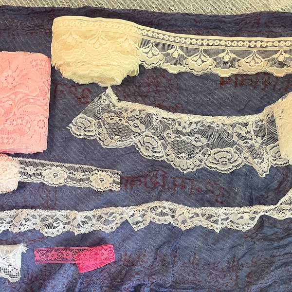 Vintage De-stash Lace Wholesale Lot Bulk Lace 22+ yard Lot