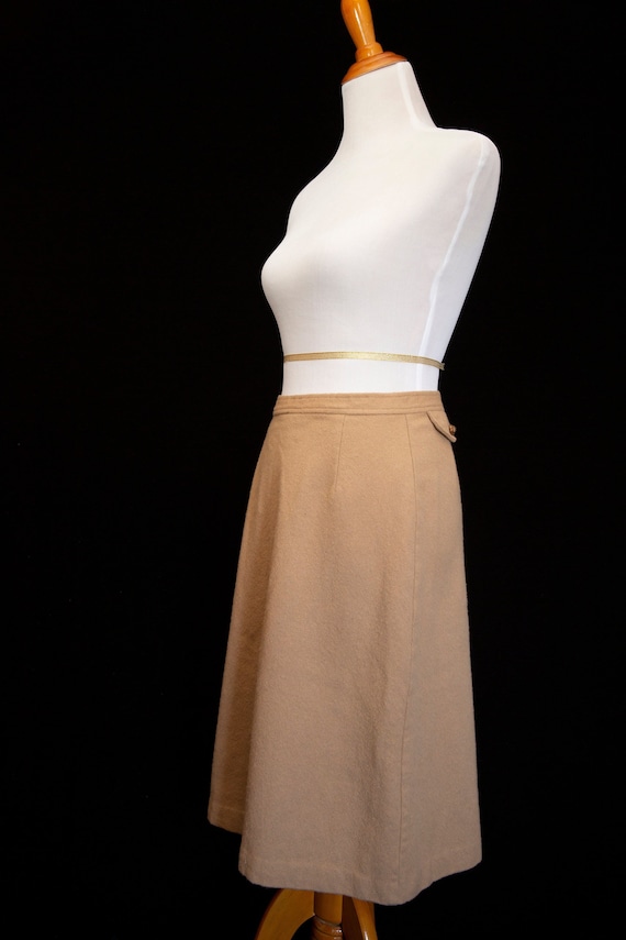 The Librarian Vintage 70s Wool Tan Pencil Skirt - image 2
