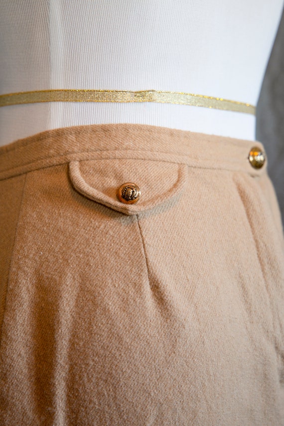 The Librarian Vintage 70s Wool Tan Pencil Skirt - image 3