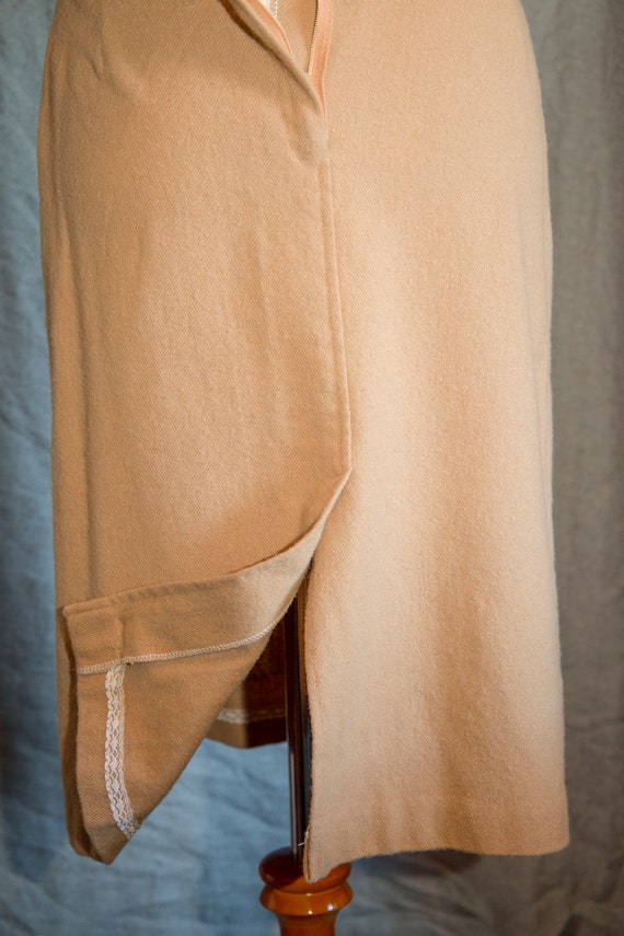 The Librarian Vintage 70s Wool Tan Pencil Skirt - image 5