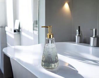 Handgefertigter Seifenspender aus Glas – 2024 mundgeblasene Flüssigseifenflasche – Elegantes Badezimmer Dekor