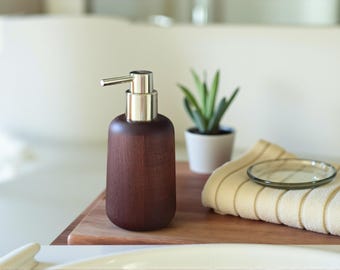 Handmade Wooden Soap Dispenser – 8x17 cm Rustic Bathroom Accessory