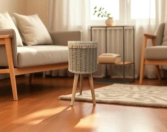 Handmade Wicker Plant Stand | Natural Basket Planter with Legs | Indoor & Outdoor Flower Pot