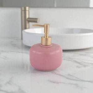 Handmade Dolomite Soap Dispenser – 400 ml Ceramic Bathroom Accessory, Modern Soap Pump