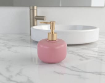 Handmade Dolomite Soap Dispenser – 400 ml Ceramic Bathroom Accessory, Modern Soap Pump