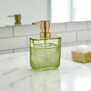 Handmade Glass Soap Dispenser – 430ml – Modern Bathroom Decor & Accessory