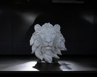 Lion Head Wall Sculpture – Handcrafted Plaster Decor