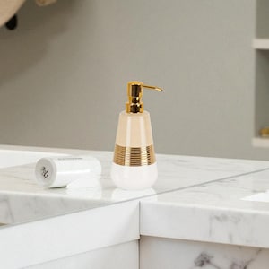 Hand-Painted Ceramic Soap Dispenser – 350 ml Handmade Sink Bottle – Unique Bathroom Decor