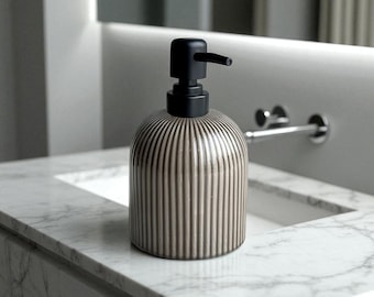 Handmade Porcelain Soap Dispenser – Modern Bathroom Sink Accessory – 12x12x17cm – Elegant Ceramic Soap Bottle