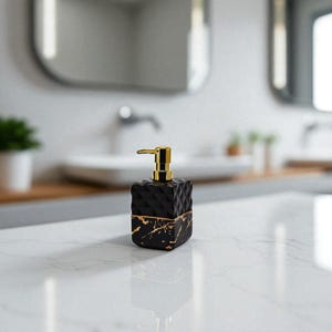Handmade Ceramic Soap Dispenser – 16x8 cm | Modern Bathroom Accessory | Minimalist Style